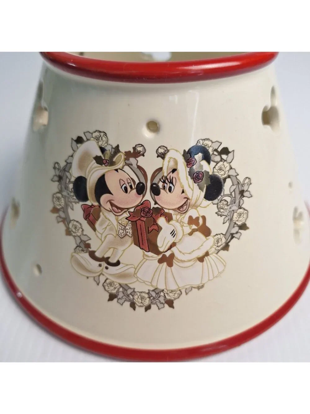 WALT DISNEY WORLD CERAMIC JAR CANDLE TOPPER HURRICANE LAMP SHADE MICKEY MINNIE
